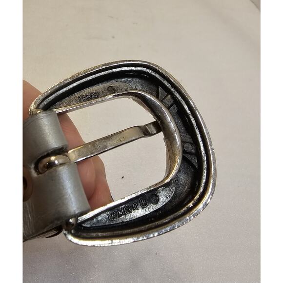 Vintage USMECO Silver Woven Mesh Metal Braided Studded Leather Belt w/gold Bead - Picture 14 of 14